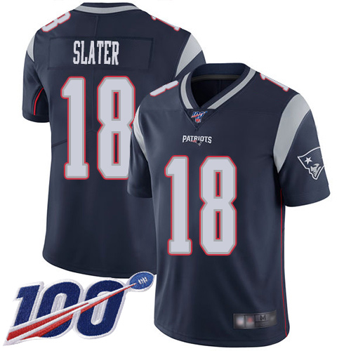 New England Patriots Football #18 100th Season Limited Navy Blue Men Matthew Slater Home NFL Jersey